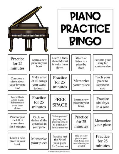 Piano Practice Bingo - No Prep! Print and Go! by Southern Fried Soprano Music Theory Piano, Piano Pedagogy, Piano Chords Chart, Piano Classes, Music Theory Lessons, Piano Teaching Resources, Piano Music Lessons, Piano Practice, Piano Studio