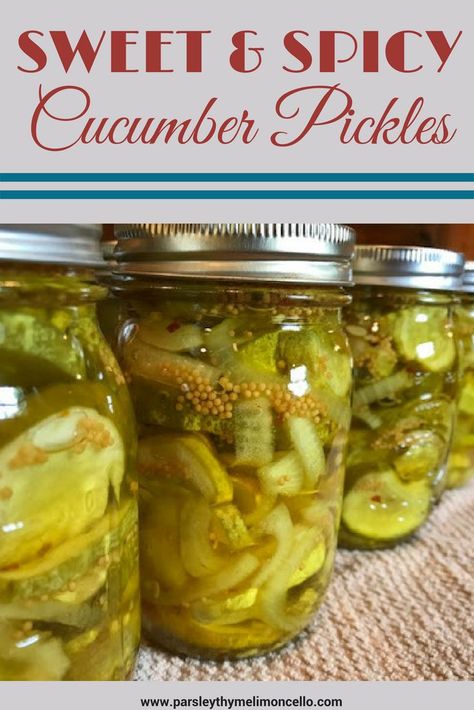 Cucumber Pickle Recipes Sweet And Spicy, Sweet And Spicy Pickled Cucumbers, Sweet And Spicy Dill Pickles, Pickel Recipe Sweet And Spicy, Sweet And Spicy Canned Pickles, Hot Sweet Pickles, Sweet Cucumber Pickles, Canning Sweet Pickles Recipe, Sweet And Spicy Cucumber Pickles