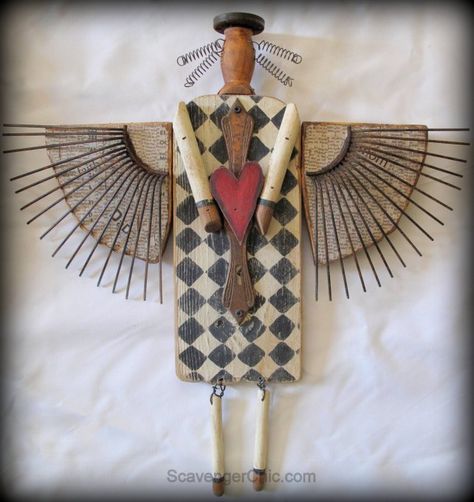 Primitive Junk Angel Diy | Hometalk Garden Angels, Angel Crafts, Found Object Art, Spirit Dolls, Junk Art, Trash To Treasure, Assemblage Art, Angel Ornaments, Pallet Wood