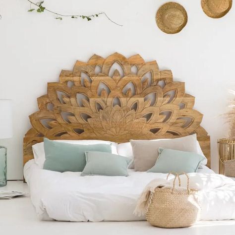 Adjustable Bed Headboard, Carved Headboard, Beautiful Headboards, Unique Bed, Bed Headboards, Queen Size Headboard, Smart Art, Bed Headboard, Queen Headboard