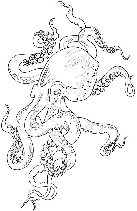 Large Tattoo Stencil, Octopus Tattoo Design Drawing, Octopus Sketch, Voodoo Doll Tattoo, Octopus Tattoo Sleeve, Octopus Coloring Page, Starfish Tattoo, Chicanas Tattoo, Octopus Drawing