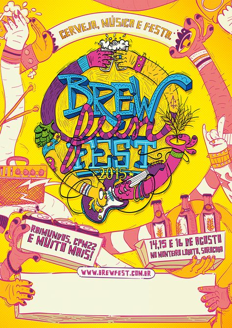 Brew Fun Fest 2015 on Behance Brew Fest, Beer Illustration, Music Festival Poster, Beer Fest, Beer Festival, Fun Fun, Festival Posters, Graphic Design Inspiration, Typography Design