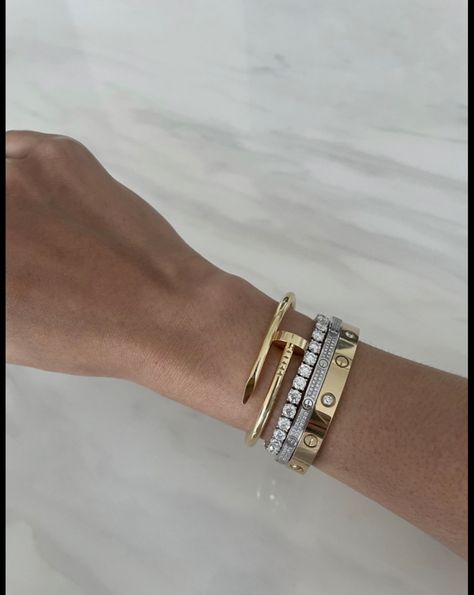 Cartier Tiffany Bracelet Stack, Cartier Love Cuff Bracelet, Cartier With Tennis Bracelet, Cartier Bracelet Diamond, Hermes And Cartier Bracelets, Cartier Cuff Bracelet, Cartier Love Bracelet And Diamond Tennis Bracelet, Cartier Tennis Bracelet, Cartier Love Chain Bracelet