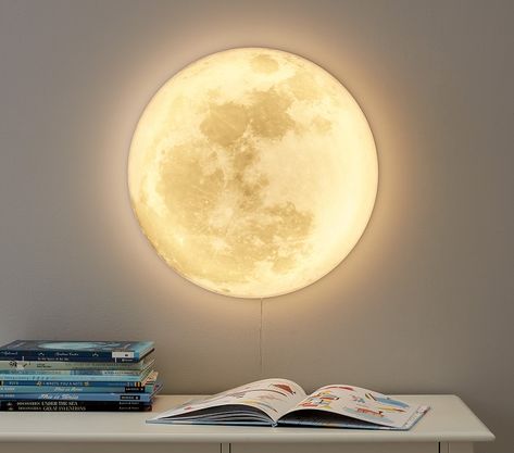 Lit Acrylic Moon | Pottery Barn Kids Moon Pottery, Fantasy Nursery, Acrylic Moon, West Elm Kids, Moon Nursery, Space Nursery, Led Tape, Moon Decor, Space Room