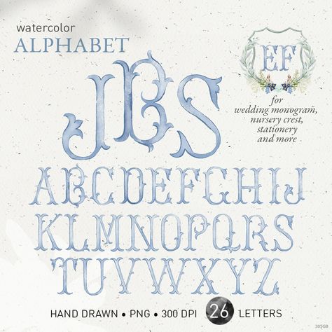 Watercolor Monogram Letter, Vintage Wedding Monogram, Hydrangea Wedding Crest, Watercolor Monogram Crest, Monogramm Alphabet, Baby Shower Art, Watercolor Monogram, Invitation Clipart, Wedding Crest