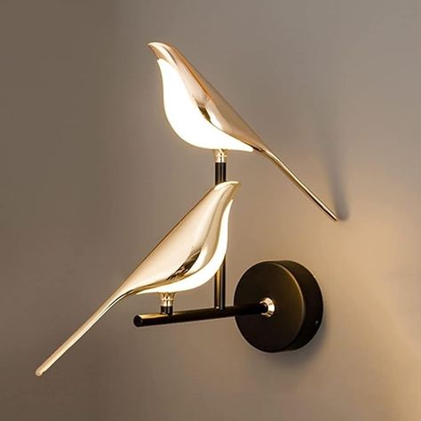 GoodShopGoods Modern Bird Wall Lamp Bedroom Bedside Living Room Rotatable Adjustable Art Deco Interior LED Light Magpie TV Background Lamp Luxury Hotel Bedroom Creative Warm Light (Double Bird Light) - Amazon.com Magpie Art, Magpie Bird, Mounted Lamp, Led Wand, Bedroom Foyer, Прикроватные Тумбочки, Model Features, Wall Frame, Kitchen Mirror