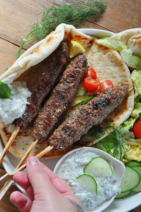 Vegan Kofta with Tzatziki | Rabbit and Wolves Vegan Kofta Recipes, Vegan Middle Eastern Food, Tofu Kofta, Vegetarian Middle Eastern Recipes, Kofta Recipe Vegetarian, Vegetarian Kofta, Vegan Kofta, Vegan Finger Food, Vegan Tzatziki Sauce