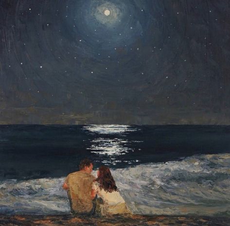 Formal Elements Of Art, Couples Vintage, 1366x768 Wallpaper Hd, Beach Drawing, Couple Painting, Beach Night, Moon Painting, Sunflower Painting, Night Painting