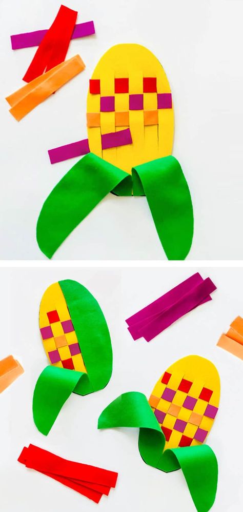 You can make this fun fall Indian corn weaving felt toy for your pre-schooler or kinder in minutes! Fantastic fine motor skill and pattern-making practice! via barley & birch Calico Corn, Corn Craft, Craft For Preschool, Preschool Fine Motor Skills, Fall Crafts For Toddlers, Weaving Craft, Preschool Fine Motor, Fall Crafts For Kids