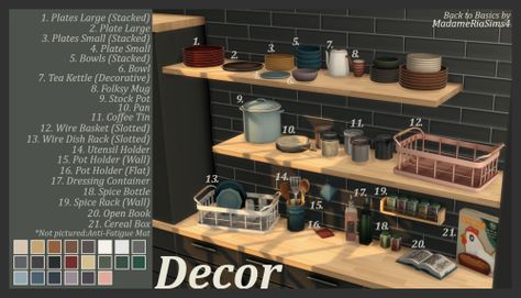 MadameRiaSims4 Sims 4 Clutter Cc Kitchen, Sims 4 Clutter Cc, Dressing Containers, Sims 4 Kitchen, Butcher Block Wood, Cc Folder, Stacking Bowls, Sims 4 Clutter, Kitchen Clutter