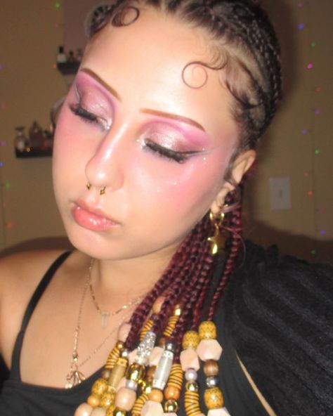 Yes- I did indeed wear this look to Thanksgiving dinner! ❀♡MAJOR DETAILS♡❀ Hair by @themaliexperience @rubykissescosmetics Waikiki Eyeshadow Palette (shade used is shown) & White eyeliner ~ @lottielondon Talc Free Blush in Rosy ~ @shopvioletvoss Disco Drip Palette (shades used as shown) ~ @fentybeauty Killawatt Freestyle Highlighter in Wattabrat ~ @maccosmeticsusa @maccosmetics eyeliner in Feline ~ @getstonned stonez in HOLO Tool used in video for cut crease is @thecreasepiece in “W... White Eyeliner, Show White, Yes I Did, Cut Crease, Thanksgiving Dinner, Eyeshadow Palette, Highlighter, Feline, Eyeliner