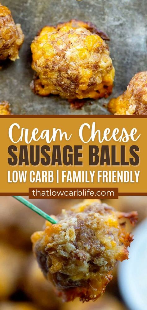 Sausage Balls Low Carb, Cheese Sausage Balls, Cream Cheese Sausage, Cream Cheese Sausage Balls, Best Dip, Desayuno Keto, Low Carb Brownies, Low Carb Snack, Sausage Balls