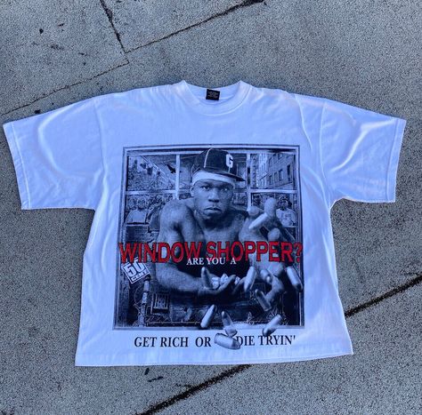 Get Rich Or Die Trying, Vintage Rap Tees, Window Shopper, Get Rich, Shirt Y2k, 50 Cent, How To Get Rich, 50 %, Men's T Shirt