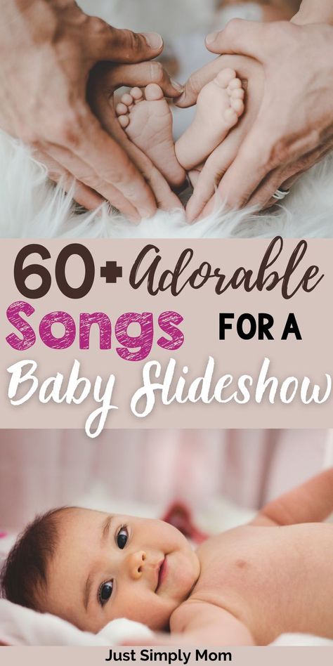 Slideshows are perfect for baby showers or birthday parties. Try these adorable songs for baby slideshows - guests will love them! Slideshow Songs, Baby Shower Songs, Newborn Baby Announcement, Picture Song, Baby Slide, Fun Baby Announcement, One Month Baby, Baby Boy Pictures