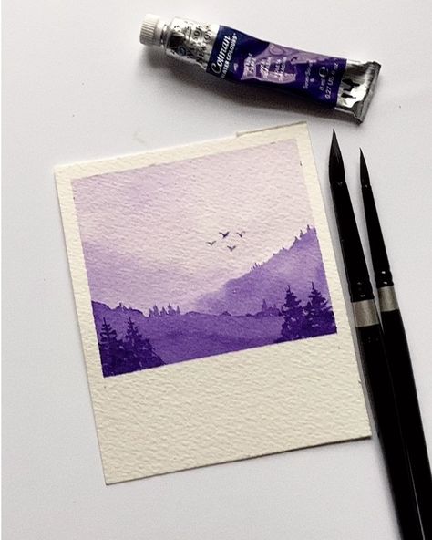 One Color Painting, Monochrome Forest, Art Mini Toile, Monochrome Painting, Galaxy Painting, Watercolor Painting Techniques, 수채화 그림, Watercolor Paintings Tutorials, Color Painting