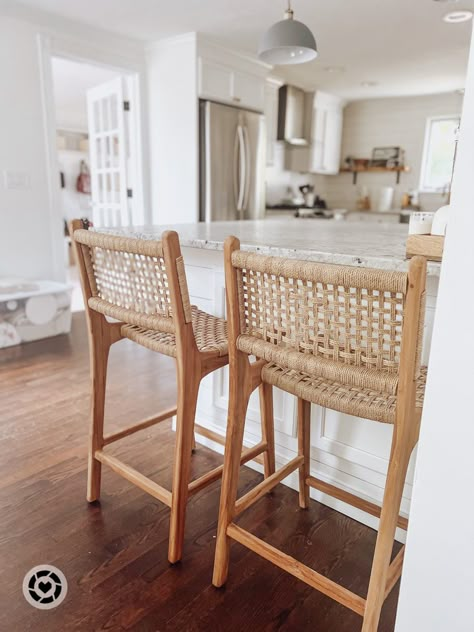 Coastal Bar Stools, Kitchen Barstools, Wood Barstools, Island Bar Stools, Woven Bar Stools, Ranch Homes, Rattan Bar Stools, Bar Stools Kitchen Island, Shop Stool