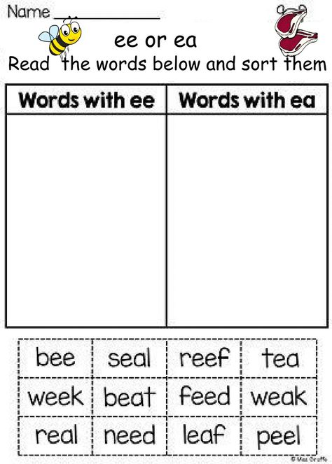 Id Words Worksheet, Ee And Ea Spelling Rule, Ea Phonics Worksheets, Ea Sound Worksheets, Ee Sound Words Worksheets, Long Vowel Ee And Ea Worksheets, Ee Ea Worksheets, Ee Sound Worksheet, Ee And Ea Worksheets