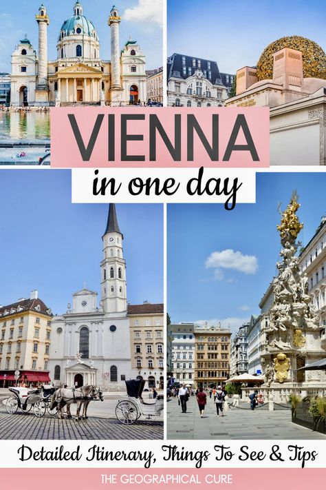 Pinterest pin for one day in Vienna itinerary Vienna Day Trips, Vienna In One Day, Vienna Austria Itinerary, Vienna 1 Day, 1 Day In Vienna, Vienna One Day, Vienna Travel Tips, What To See In Vienna, Must See In Vienna