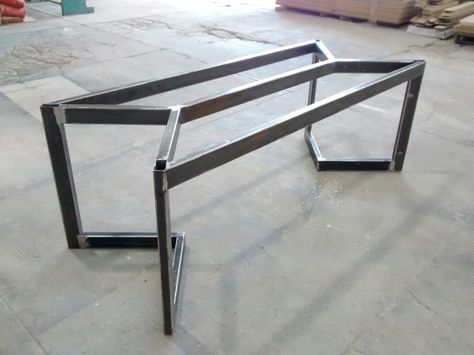 Metal Base For Dining Table, Ms Table Design, Steel Furniture Design Modern, Modern Table Legs, Steel Furniture Design, Steel Table Base, Welded Furniture, Wood Table Design, Steel Dining Table