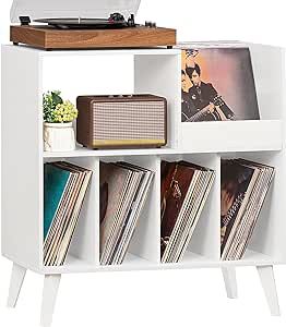 LELELINKY Large Record Player Stand, Turntable Stand with Storage, Vinyl Record Holder with Display Area, Record Player Table Holds Up to 300 Albums, Record Stand for Music room Living Room-White Audio Cabinet, Record Player Table, Record Player Cabinet, Record Storage Cabinet, Vinyl Record Holder, Turntable Stand, Record Stand, Record Player Stand, Record Cabinet