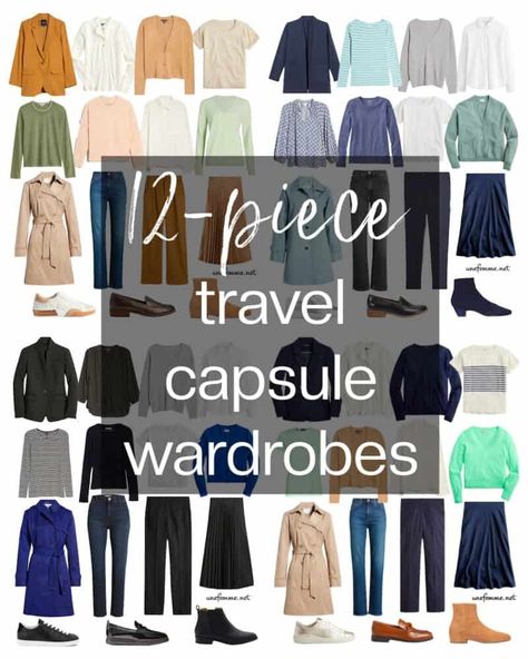 12-piece travel capsule wardrobes - une femme d'un certain âge Fall Weekend Travel Capsule Wardrobe, 30 Day Travel Wardrobe, Travelling Capsule Wardrobe, Travel Light Capsule Wardrobe, Travel Color Palette Capsule Wardrobe, Capsule Wardrobe 2 Weeks Europe, 7 Day Travel Capsule Wardrobe Winter, Travel Capsule Wardrobe For Over 60, Travel Capsule For Women Over 60