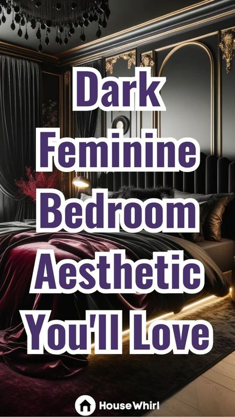 Achieve a sophisticated look with a dark feminine bedroom aesthetic by incorporating moody hues, luxurious fabrics, and elegant decor. Perfect for crafting a chic and serene retreat that exudes elegance. Bedroom Oasis Romantic, Hot Bedroom Ideas, Bedroom Ideas For Apartments, Feminine Bedroom Aesthetic, Master Bedrooms Decor Romantic, Feminine Bedrooms, Apartments Inspiration, Dark Romantic Bedroom, Dark Feminine Bedroom