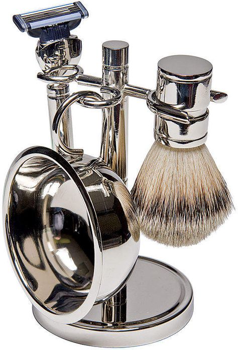 Harry D. Koenig HARRY KOENIG 4-pc. Silver-Plated Shave Set For Men Man Shaving, Shaving Stand, Shampoo For Dry Scalp, Shaved Hair Cuts, Natural Bristle Brush, Shaving Tips, Shaving Set, Guy Stuff, Wet Shaving