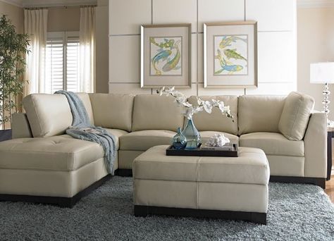 havertys sectional sofa | This cream leather sofa looks light and breezy it could be the main ... Cream Leather Couch, Cream Leather Sofa Living Room, Couch Decorating Ideas, Cream Couch Living Room, Comfortable Leather Couch, Leather Couch Decorating, Sectional Sofa Decor, Sofa Kulit, Leather Couch Sectional