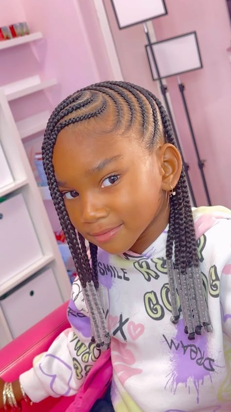 Instagram Braided Hairstyles Black Girls Kids, Lemonade Braids Kids Natural Hair, Little Mixed Girl Braid Styles, Toddler Lemonade Braids With Beads, Lemonade Hairstyle, Toddler Lemonade Braids, Braided Ponytails For Kids, Toddler Braided Ponytail, Natural Hair Styles Kids