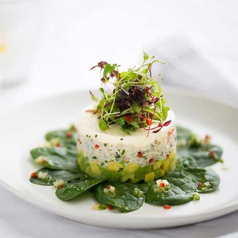 Crab and avocado stack recipe | HELLO! Crab And Avocado, Crab Avocado, Crab Salad Recipe, Cod Recipes, Fish Salad, Crab Salad, Signature Dishes, Caribbean Recipes, Fresh Bread