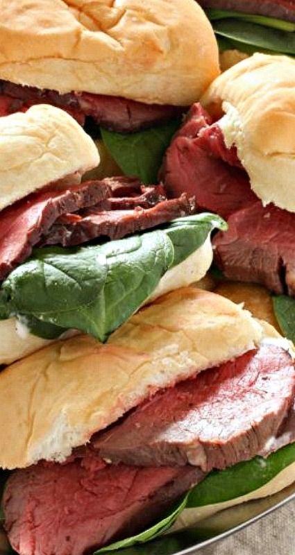 Beef Tenderloin Sliders Tenderloin Horseradish Sauce, Beef Tenderloin Sliders, Tenderloin Sliders, Vodka Slushies, Christmas Bunco, Beef Tenderloin Recipes, Tenderloin Roast, Horseradish Sauce, Recipe Beef