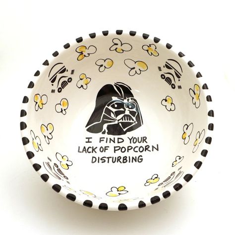 Popcorn Bowls, Ceramic Store, Diy Pottery Painting, Popcorn Bowl, Star Wars Diy, Funny Paintings, Paint Your Own Pottery, Pottery Painting Designs, Pottery Crafts