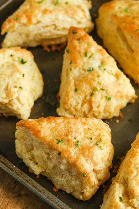 Cheddar Cheese Scones (Freezer Friendly!) - Spend With Pennies Cheddar Cheese Desserts, Chive And Cheddar Scones, Cheddar Scallion Scones, Cheese Scones Recipe Uk, Rosemary Cheddar Scones, Scone Base Recipe, Bacon Cheddar Scones Recipes, Cheese And Herb Scones Recipe, Buttery Scones Recipe