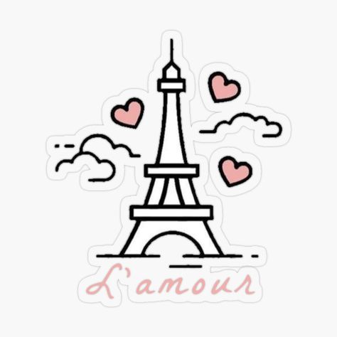 Get my art printed on awesome products. Support me at Redbubble #RBandME: https://www.redbubble.com/i/sticker/L-amour-Paris-by-designbyjodyb/78071240.O9UDB?asc=u Drawing Of The Eiffel Tower, Paris Stickers, Magic Drawing, France Eiffel Tower, Drawing Color, Love Paris, Cute Drawing, I Love Paris, Paris Eiffel Tower