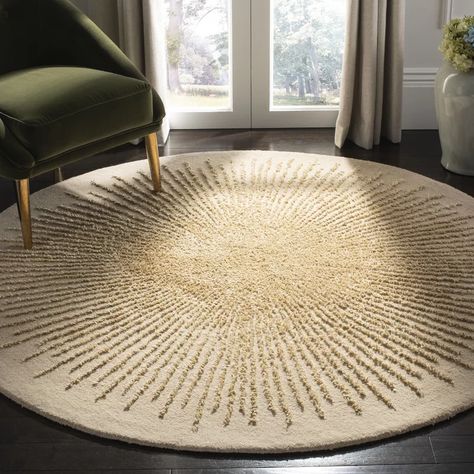 Ivy Bronx Bayswater Hand-Tufted Wool Beige/Gold Area Rug & Reviews | Wayfair Circle Area Rugs, Circular Rugs, Gold Area Rug, Gold Rug, Beige Area Rug, Round Area Rugs, Round Rug, Abstract Rug, Beige Rug