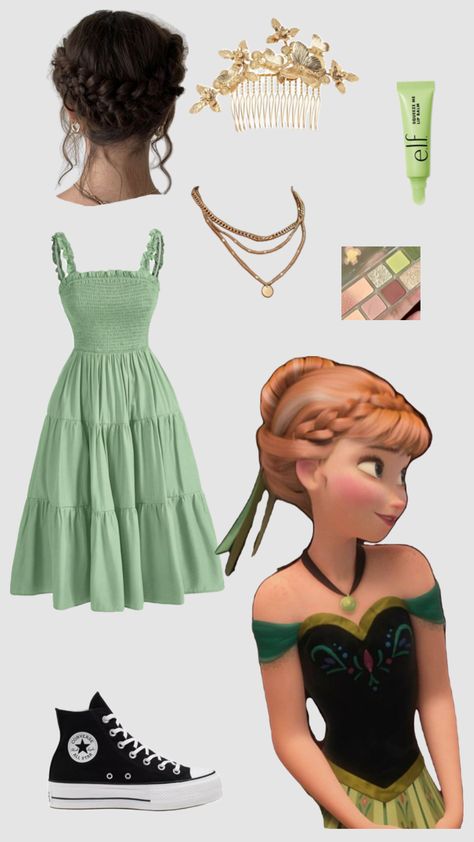 #Anna #Annafrozen #frozenanna #frozen Elsa Inspired Outfit Women, Preppy Disney Halloween Costumes, Anna Outfits Frozen, Anna Halloween Costume Adult, Disney Character Bounding, Frozen Anna Inspired Outfit, Disney Bounding Anna, Anna Frozen Aesthetic Outfit, Disney Princess Duo Costumes