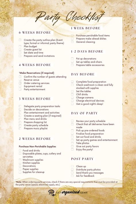 Party checklist Engagement Party List To Do, Engagement Party Checklist Planners, Engagement Party List, Engagement Party Planning Checklist, Party Essentials List, Engagement Party Checklist, Party Planner Checklist, Party Supplies Checklist, Engagement Party Planning