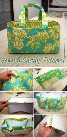 Colorful Hairstyles, Sewing Caddy, Caddy Bag, Simple Sewing, Diy Bags Patterns, Tote Bags Sewing, Bag Tutorial, Small Sewing Projects, Sewing Baskets