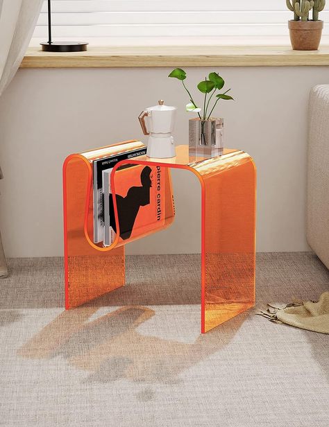 Room Bedside Table, Small End Table, Acrylic Side Table, Magazine Table, Table For Bedroom, Small End Tables, Acrylic Furniture, Dekorasi Kamar Tidur, Table For Living Room