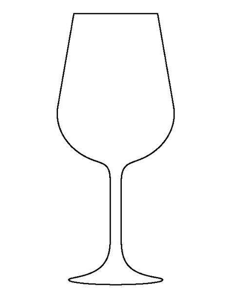 Wine glass pattern. Use the printable outline for crafts, creating stencils, scrapbooking, and more. Free PDF template to download and print at http://patternuniverse.com/download/wine-glass-pattern/ Wine Glass Applique Pattern, Glass Template Free Printable, Wine Glass Outline, Wine Glass Template Free Printable, Wine Glass Clipart, Wine Glass Clip Art Image, Wine Glass Silhouette, Wine Glass Birthday Cards, Free Stencils Printables Templates Pattern