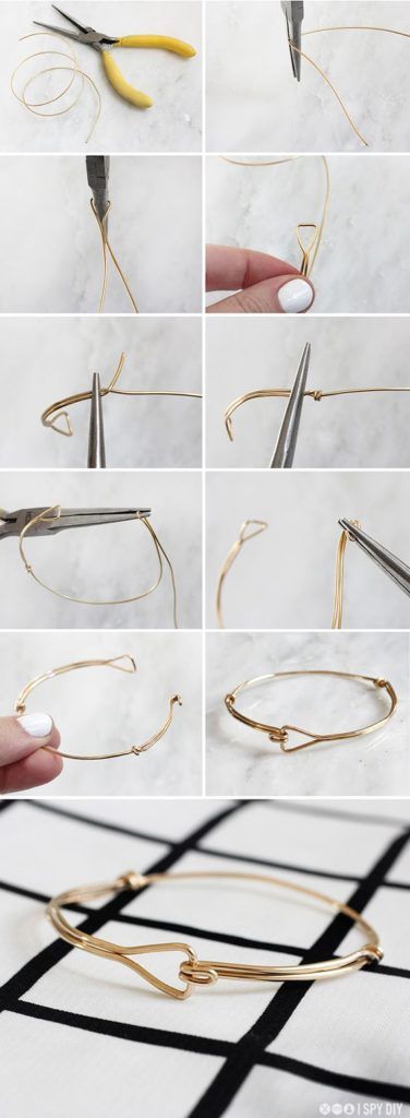 Diy traingle wire bracelet I Spy Diy, Diy Jewelry Holder, Wire Bracelets, Bijoux Fil Aluminium, Wire Jewelry Tutorial, Diy Wire Jewelry, Jewelry Making Tutorials, Wire Bracelet, Diy Schmuck