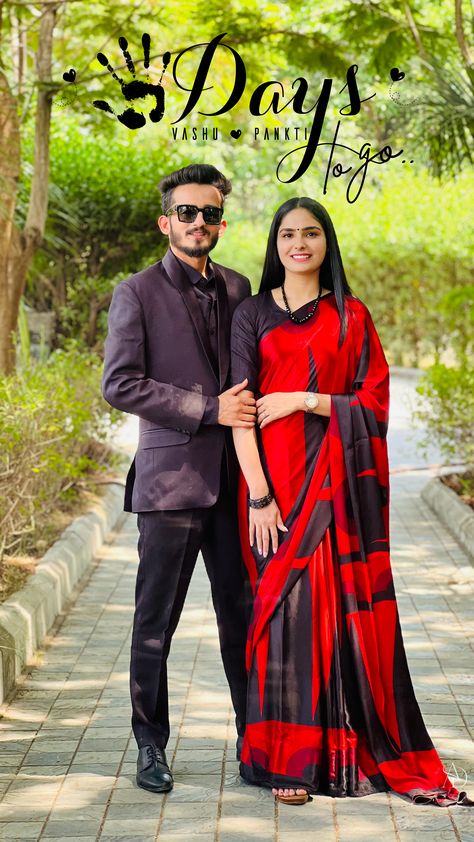 Pre Wedding Countdown, 5 Days To Go Countdown, Days To Go Wedding Countdown, Couple Hand Print, 5 Days To Go Countdown Wedding, Days To Go Countdown Wedding, Saree Couple, Days To Go Countdown, Countdown Wedding