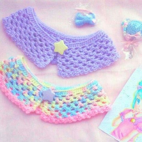 Kawaii Crochet Clothes Pattern Free, Fairy Crochet, Pastel Crochet, Crochet Collars, Kawaii Crochet, Crochet Design Pattern, Crochet Collar, Fun Crochet Projects, Diy Crochet Projects