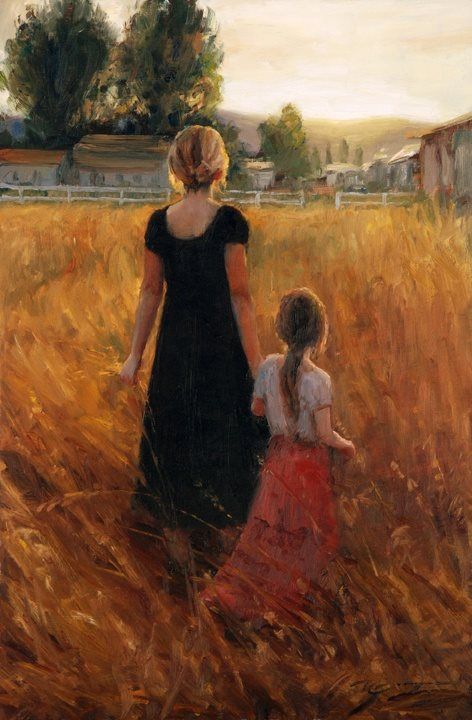 Trent Gudmundsen Beautiful Sketches, Wheat Field, Eclectic Art, Paintings I Love, Watercolor Inspiration, Art And Illustration, Read Bible, Mothers Love, Mother And Child