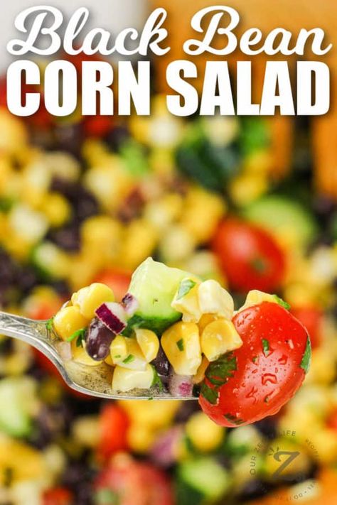 Southwest Black Bean Corn Salad Bean Corn Salad, Corn And Bean Salad, Black Bean Corn Salad, Corn Tomato Salad, Black Bean Salad Recipe, Tomato Pie Recipe, Black Bean Corn, Mexican Salads, Corn Salad Recipes