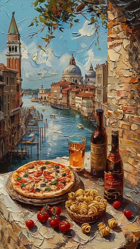 Landscape Classic Painting, Famous Historical Paintings, Italian Acrylic Painting, Italian Pictures Art, America Painting Ideas, Canal Art Painting, Painting Ideas Italy, Leaning Tower Of Pisa Drawing, Famous Paintings Wallpaper