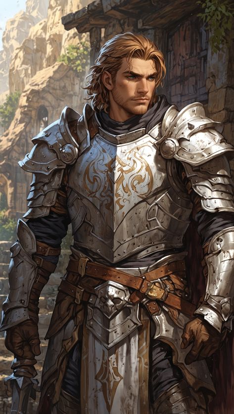 🏰 "The Paladin's Quest for the Dawn's Legacy" In the sun-kissed ruins of an ancient keep, a noble paladin stands resolute. Clad in gleaming armor adorned with symbols of valor, he embarks on a hallowed quest. Guided by a sacred oath, his eyes harbor the light of purpose as he seeks the lost heirloom of his realm—an artifact whispered to harbor the essence of dawn. Every step is a silent prayer, every act a testament to his unwavering spirit. As shadows gather, his sword becomes a beacon, cut... Paladin Of Iomedae, Astral Elf Paladin, Oath Of The Crown Paladin, Changeling Paladin, Oath Breaker Paladin, Oath Of Devotion Paladin, Paladin Dnd Art, Oath Of Ancients Paladin, Human Paladin Male