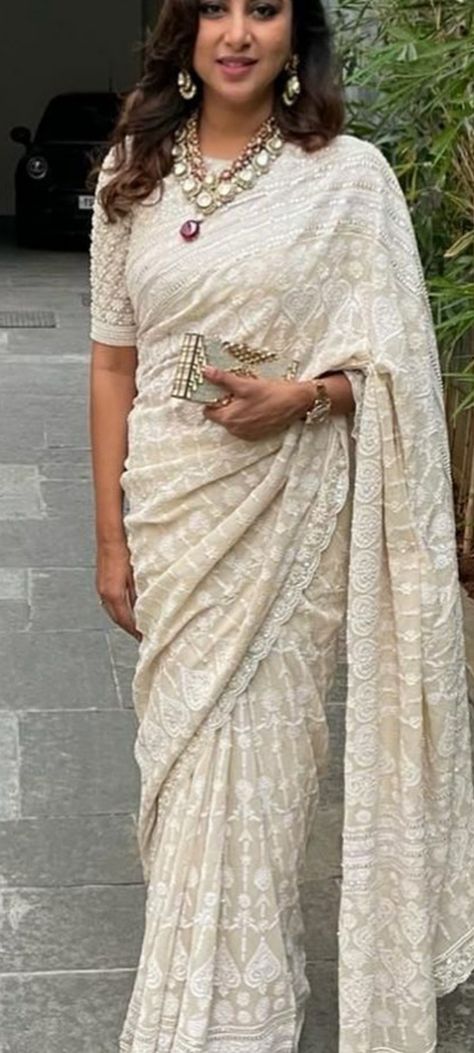 Chikankari Saree, Aesthetic Vintage, Indian Outfits, Western Fashion, Saree, Celebrities, White, Quick Saves