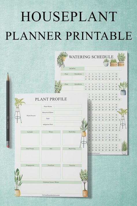 Plant Journal Printable: take care of the needs of all your plants. This beautiful planner include Plant Tracker and Monthly Watering Schedule. Plant Watering Schedule, Plant Care Journal, Plant Care Tracker, Plant Tracker, Plant Planner, Plants Care, Sticker Organization, Plant Journal, Printable Planner Pages