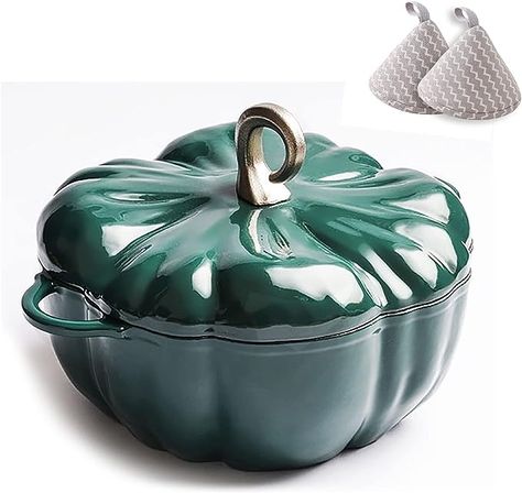 Amazon.com: YLWX Cast Iron Dutch Oven, 3.7L Pumpkin Shape Cooking Dutch Pot, Enameled Induction Casserole, Cocotte Crock Pot (Color : Green): Home & Kitchen Dutch Oven Uses, Pumpkin Casserole, Fall Blessings, Cast Iron Dutch Oven, Hearty Stews, Green Pumpkin, Cast Iron Cooking, Enameled Cast Iron, Pumpkin Soup